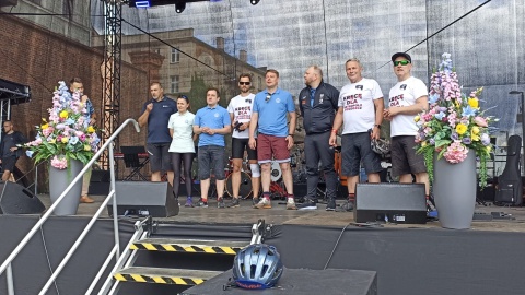 Prezydent Bruski i uczestnicy rajdu powitani w Toruniu/fot. Monika Kaczyńska