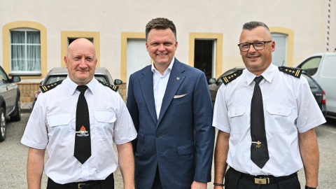 Marszałek Sejmu Szymon Hołownia odwiedził grudziądzkich strażaków/fot: A. Zieliński, Kancelaria Sejmu RP
