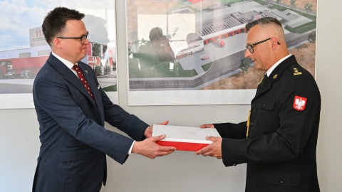 Marszałek Sejmu Szymon Hołownia odwiedził grudziądzkich strażaków/fot: A. Zieliński, Kancelaria Sejmu RP